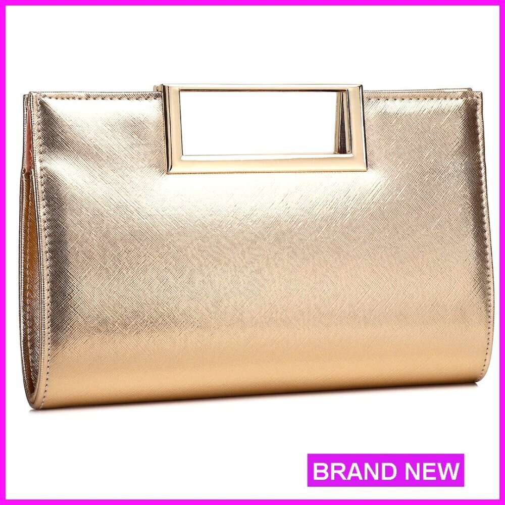 Elegant Evening Clutch Bag Formal Party Shoulder Handbag PU Leather Minimal